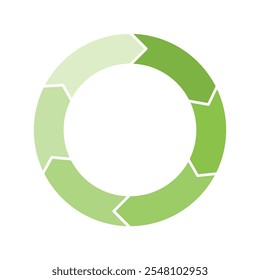 Diagrama de ciclo verde claro con flechas Diagrama circular de 6 pasos o gráfico circular para el concepto de presentación de negocios. Progreso para el Vector de metas de marketing y educación.