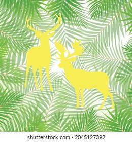 light green deer patterns on green leaves, vector, decorative, textile, fabric, napkin, table, backdrop