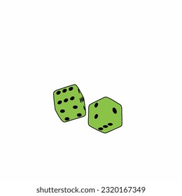 Light green dice vector on white background for children book icon, cute design
