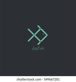 Light green digital fish logo vector design
