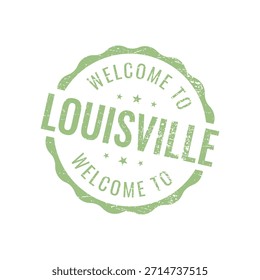 Texto de sello angustiado verde claro Bienvenido a Louisville Kentucky travel