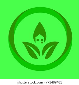 light green eco house logo vector design