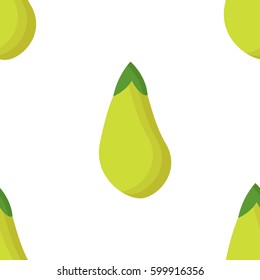 Light green eggplants seamless vector pattern on white background. 
