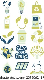 Light Green Environmental Illustration Set