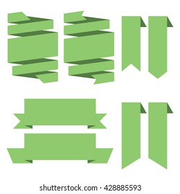 light green flat ribbon set on isolated background