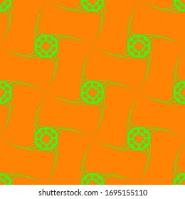 Hellgrünes Blumenmuster auf orangefarbenem, nahtlosem Hintergrund.