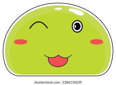 a light green fluid emote sticker on a white background that is unique and cute