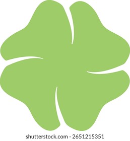 Light green four leaf clover representing luck, fortune, and prosperity, perfect for St. Patrick Day festivities or Irish themed designs, embodying hope and charm