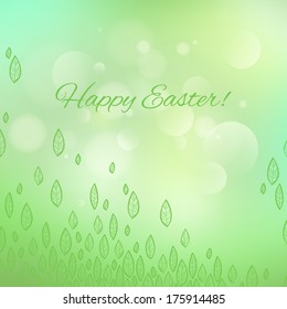 Light green fresh background with leaves. Spring colors. Good for Easter design.
