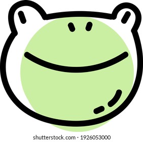 Cabeza de rana verde claro, ilustración, vector sobre fondo blanco.
