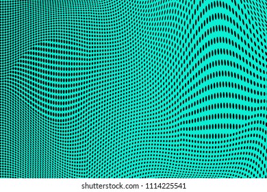 Light green halftone pattern. Gradient polka dots background. Modern vector illustration. Soft curves and lines. Dynamic backdrop. Dotted spotted pattern. Monochrome template for web design, covers