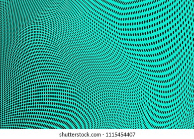 Light green halftone pattern. Gradient polka dots background. Modern vector illustration. Soft curves and lines. Dynamic backdrop. Dotted spotted pattern. Monochrome template for web design, covers