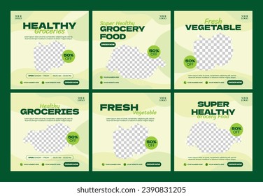 Light Green Healthy Fresh Food Banner Square Ads Banner Discount