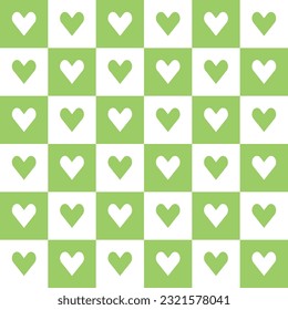 Light green heart pattern. Heart vector pattern. Heart pattern.  Seamless geometric pattern for clothing, wrapping paper, backdrop, background, gift card, decorating.