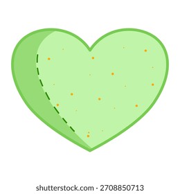 Forma de corazón verde claro con textura punteada y sombreado sutil, aislado en blanco. Diseño sencillo y limpio. Ideal para el Día de San Valentín, el amor o los conceptos de salud.