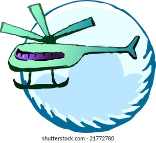 light green helicopter	
