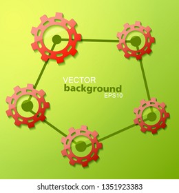 Light green industrial background with connected red steel elements flat vector illutration