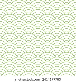 Light green Japanese wave pattern background. Japanese seamless pattern vector. Waves background illustration. for clothing, wrapping paper, backdrop, background, gift card.
