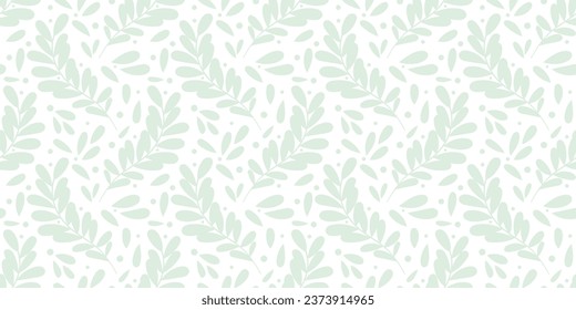 Light green leaf background, vector pattern seamless repeating texture