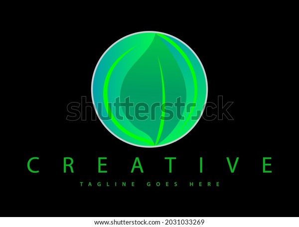 light green leaf ball logo design with circular\
modern concept