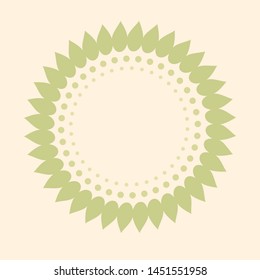 Light green leaves circle frame in pastel colors