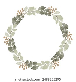 light green leaves wreath, green leaves border