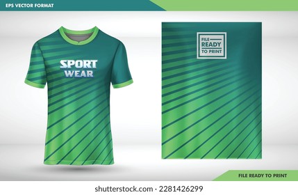 light green line texture t-shirt sport design template with abstract line halftone pattern for soccer jersey. Sport uniform in front view. Tshirt mock up for sport club. Vector Illustration