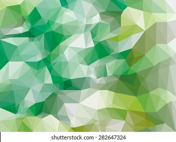 Light green low polygon abstract background, broken verdant glass triangular wallpaper, yellow geometric technology banner, white shiny crystal pattern design.