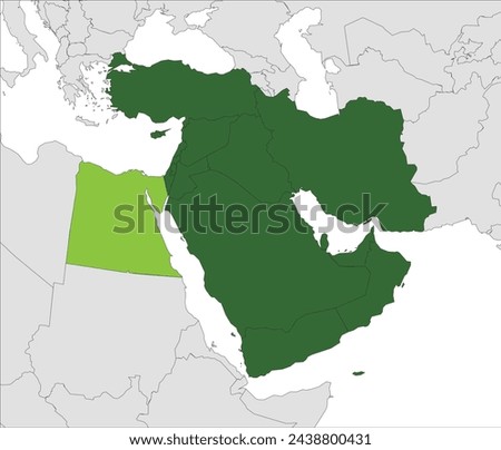Light green map of EGYPT inside highlighted dark green map of the Middle East