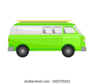 Light green minivan. Vector illustration on a white background.