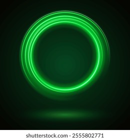 Light Green Neon Ring: Circular Glow with Movement and Speed Effect for Dynamic Visuals and Web Design