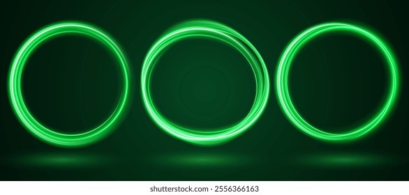 Light Green Neon Ring: Circular Glow with Movement and Speed Effect for Dynamic Visuals and Web Design