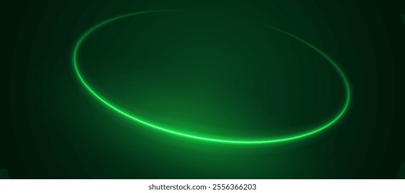 Light Green Neon Ring: Circular Glow with Movement and Speed Effect for Dynamic Visuals and Web Design