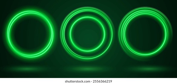 Light Green Neon Ring: Circular Glow with Movement and Speed Effect for Dynamic Visuals and Web Design