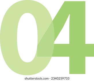 verde claro número cuatro aislado en fondo blanco