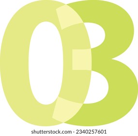 luz verde número tres aislado en fondo blanco, ilustración vectorial