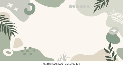 Light green organic shapes background. Minimal modern fluid shapes banner with flowing shapes for advertising, ads, presentations, social media