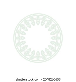 Patrón circular ornamental verde claro sobre fondo blanco. Diseño de plantilla de tarjeta. Marco vectorial decorativo.