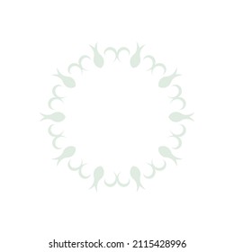 Light green ornamental circular pattern on white background. Card template design. Decorative vector frame. 