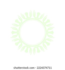 Light green ornamental circular pattern on white background. Card template design. Decorative vector frame.
