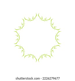 Light green ornamental circular pattern on white background. Card template design. Decorative vector frame.