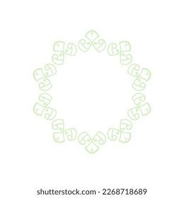 Light green ornamental circular pattern on white background. Card template design. Decorative vector frame.