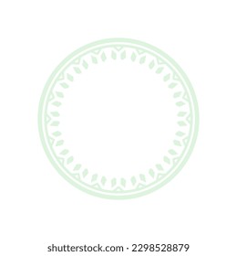 Light green ornamental circular pattern on white background. Card template design. Decorative vector frame.