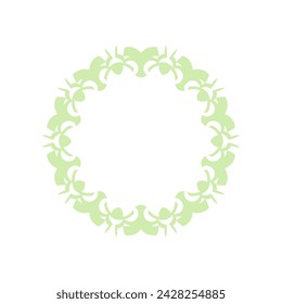 Light green ornamental circular pattern on white background. Card template design. Decorative vector frame.