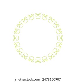 Light green ornamental circular pattern on white background. Card template design. Decorative vector frame.