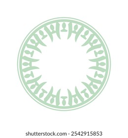 Light green ornamental circular pattern on white background. Card template design. Vector illustration.