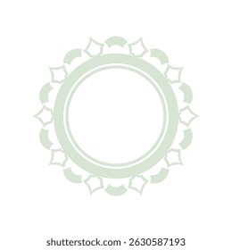 Light green ornamental circular pattern on white background. Card template design. Decorative vector frame.