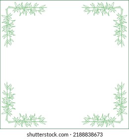 Light green ornamental frame with bamboo, decorative border for greeting cards, banners, business cards, invitations, menus. Isolated vector illustration.