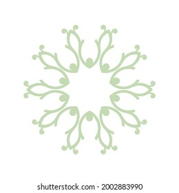 Patrón redondo ornamental verde claro sobre fondo blanco. Diseño de plantilla de tarjeta. Ilustración vectorial.