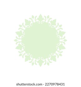 Hellgrünes, ornamentales rundes Muster auf weißem Hintergrund. Kartenvorlagendesign. Vektorgrafik.